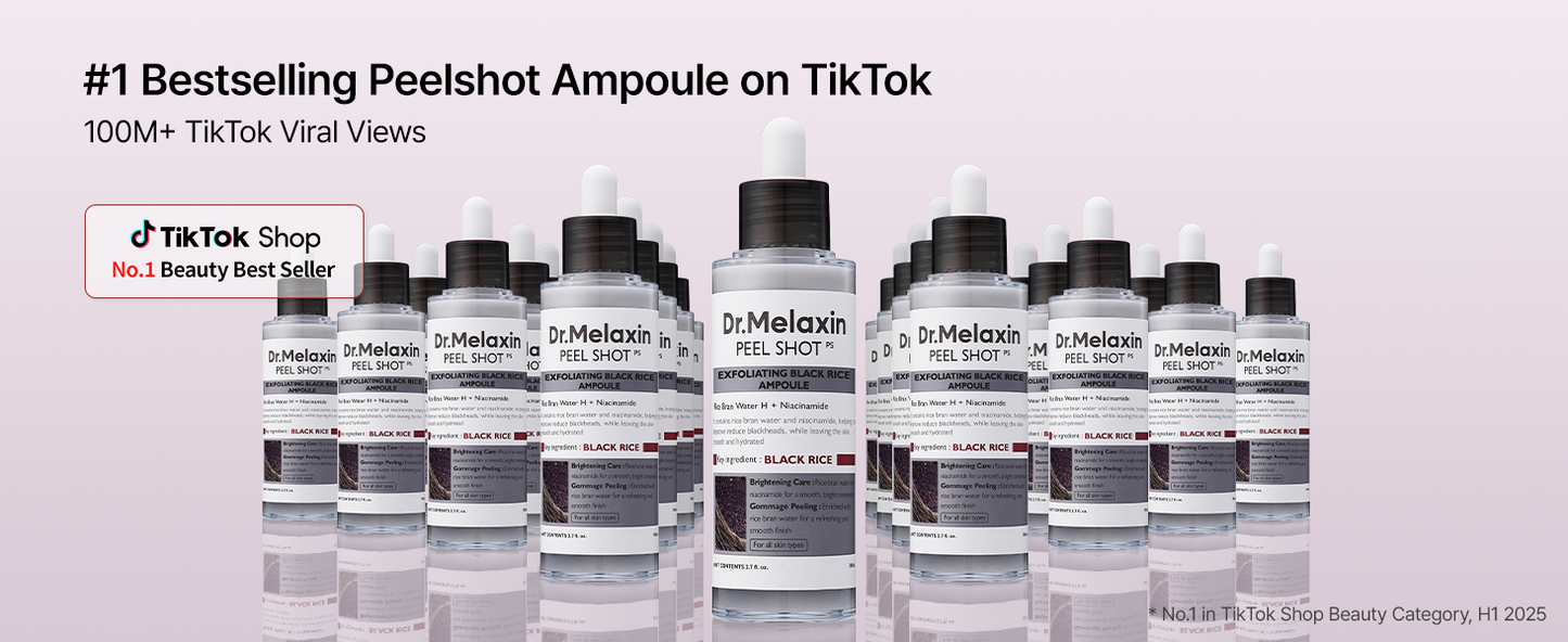 Dr. Melaxin Peel Shot Glow Rice Ampoule Duo – Brightening, Exfoliating & Moisturizing Serum for All Skin Types - 2 Pack