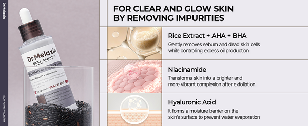 Dr. Melaxin Peel Shot Glow Rice Ampoule Duo – Brightening, Exfoliating & Moisturizing Serum for All Skin Types - 2 Pack