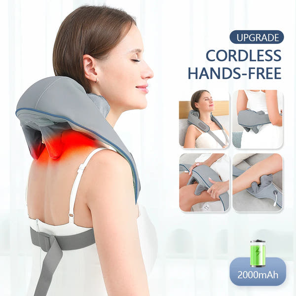 PREMIUM Cordless Neck & Shoulder Massager with Heat – Deep Kneading Full-Body Relief